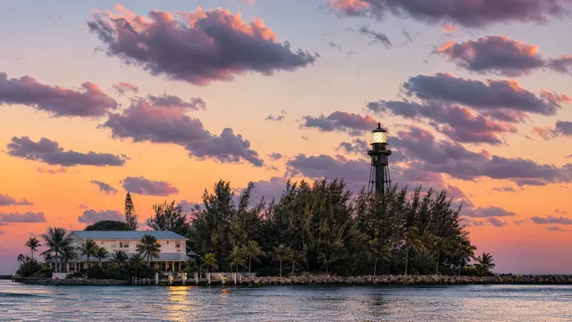 Hillsboro Inlet Light at sunset.