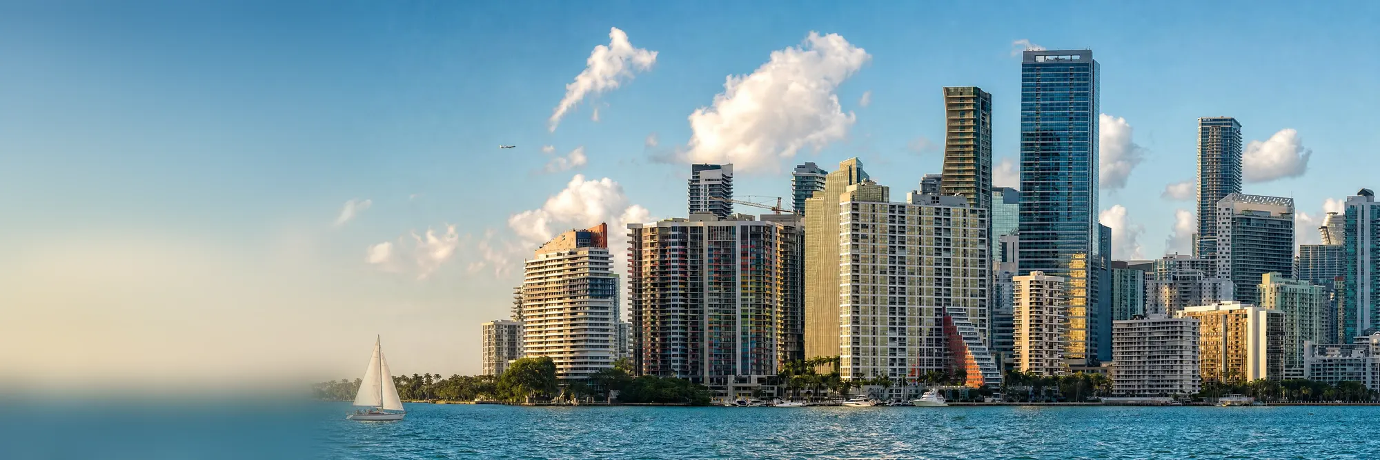 The Miami skyline from Biscayne Bay.