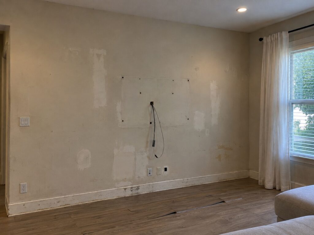 Wood Slat Feature Wall - before