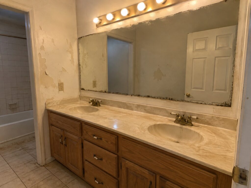 Double Vanity & Mirror - before