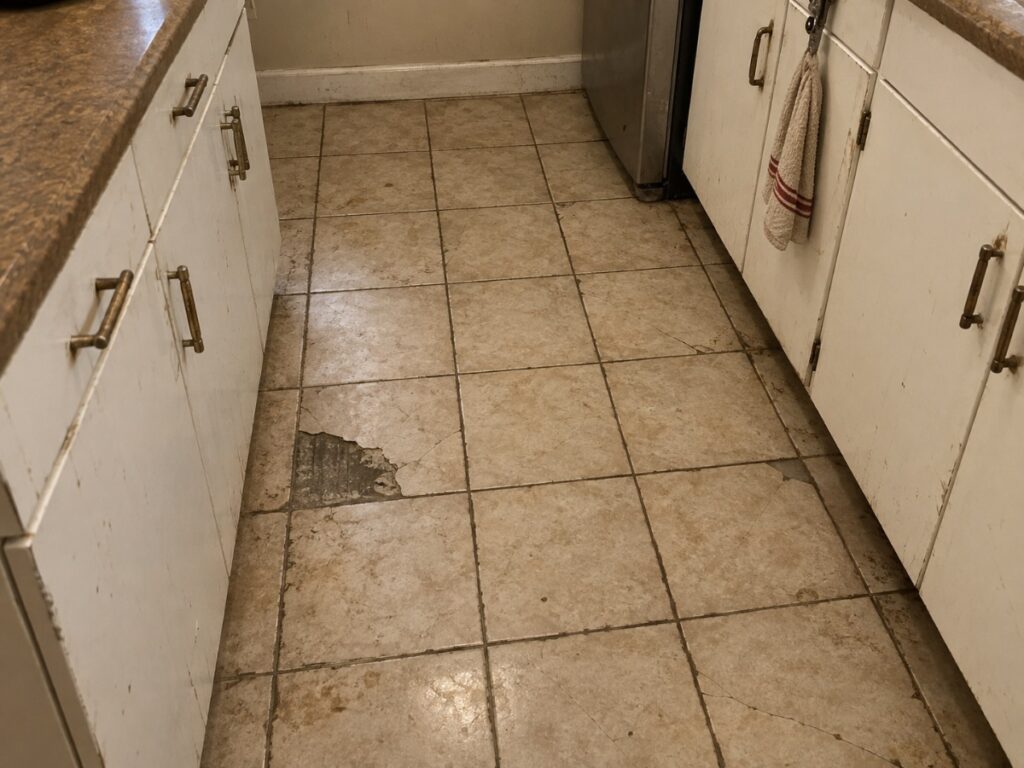 Before: Kitchen Flooring