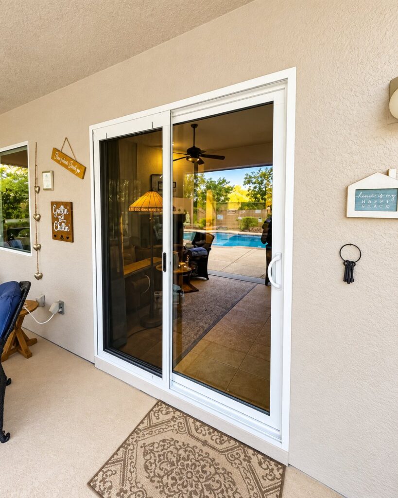 Sliding glass patio door to the lanai
