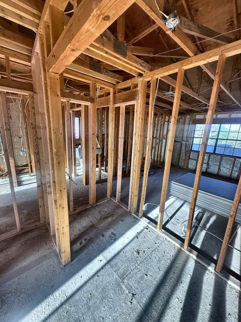 Interior framing ready for drywall