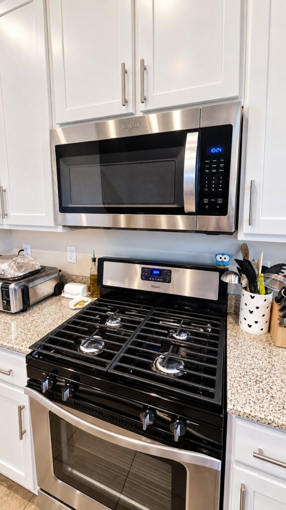 New microwave and gas range installed