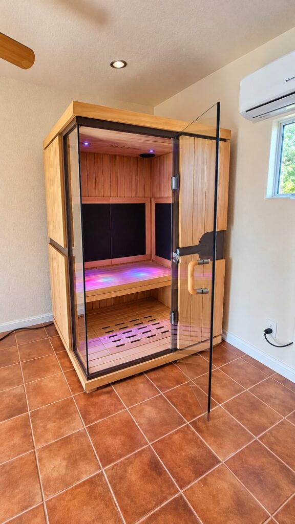 Infrared sauna assembled in a spare room